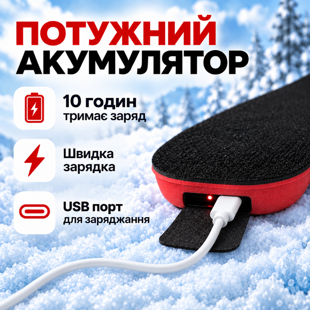 Бездротові устілки з підігрівом на акумуляторі з пультом керування INSPIRE (універсальний розмір 41-46) - зображення 3