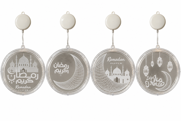 Набір світлодіодних підвісних декорацій Ramadan Kareem 21 см 4 шт. тепле біле світло - Фото 1 Набір світлодіодних підвісних декорацій Ramadan Kareem 21 см 4 шт. тепле біле світло - изображение 1