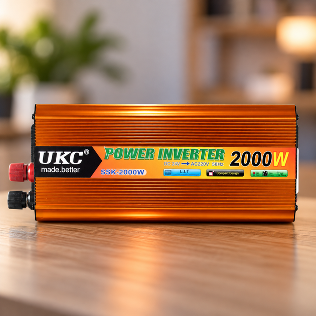 Автомобільний інвертор UKC SSK 2000W 24V, перетворювач напруги DC-AC 24V у 220V для авто та електрообладнання - зображення 2