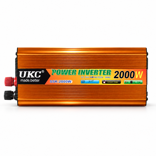Автомобільний інвертор UKC SSK 2000W 24V, перетворювач напруги DC-AC 24V у 220V для авто та електрообладнання - зображення 7