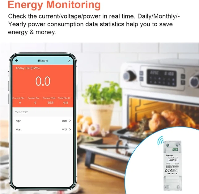 Лічильник електроенергії KETOTEK WiFi Tuya 5(65)A 90-250V однофазний двонаправлений на DIN-рейку - зображення 8