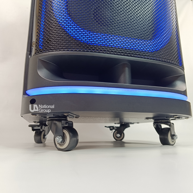 Колонка аккумуляторная 10" Soundmax с микрофонами и на колесах, портативная акустическая система с LED-подсветкой, FM-радио и караоке для дома, вечеринок и мероприятий Черная, TMS-10291 - изображение 11
