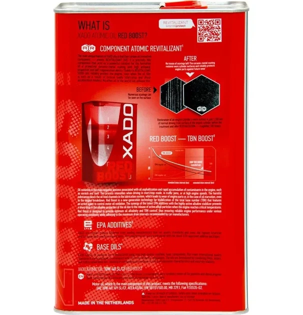 Олива моторна XADO Atomic Oil 10W-40 SL/CF Red Boost 4 л - зображення 3