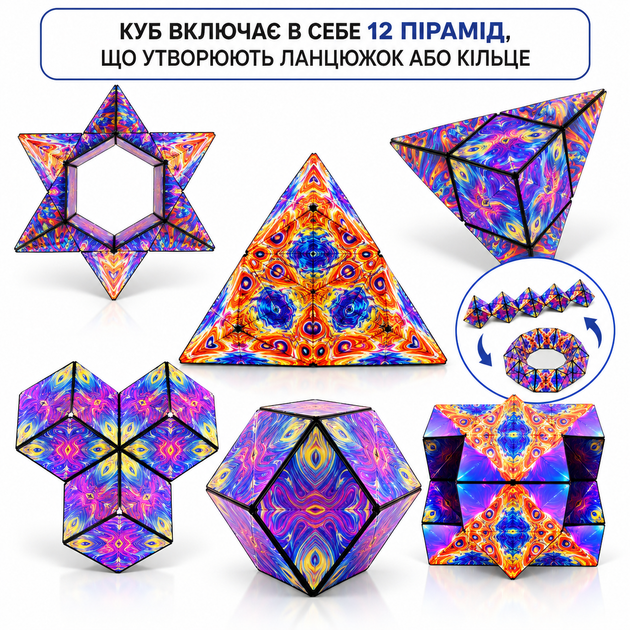 Головоломка 3D магнітний кубик-трансформер Magic Cube 72 форми - зображення 3