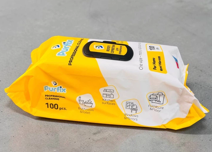 Універсальні вологі серветки для прибирання Purfix Professional Cleaning Big Size, 100 шт, з клапаном - зображення 3