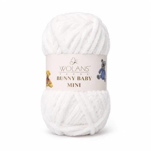 Пряжа Wolans Bunny Baby Mini плюшева біла 20 г 24 м (W150-01/20) - Фото 1 Пряжа Wolans Bunny Baby Mini плюшева біла 20 г 24 м (W150-01/20) - изображение 1