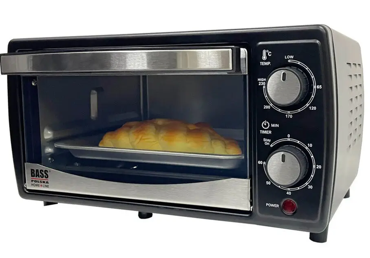 Електродуховка Bass Polska BH 10372 настільна 10 л піч 700/950 Вт з грилем міні духовка до 230 °C з таймером 60 хв терморегулятором для випічки запікання овочів сушіння - зображення 8