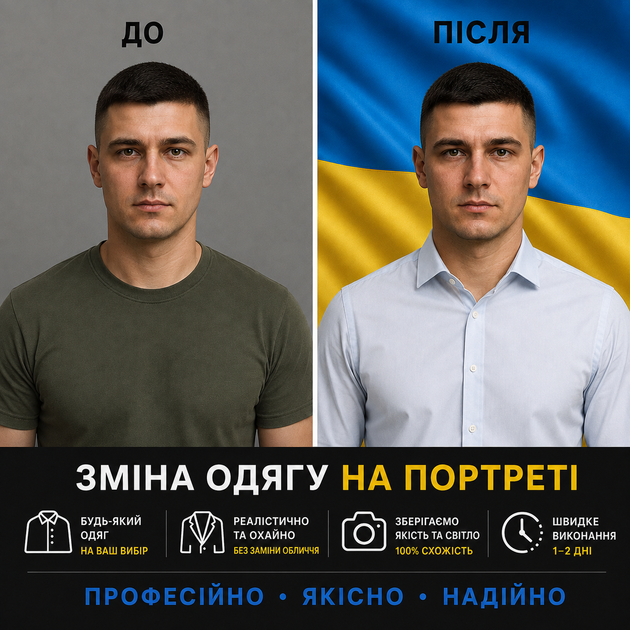 Зміна одягу на Вашому фото для портрета - Фото 1 Зміна одягу на Вашому фото для портрета - зображення 1