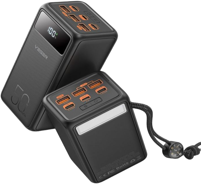 УМБ Veger Tank Lite PD QC3.0 50000 mAh 22.5W Black (6970453555447) - Фото 2 УМБ Veger Tank Lite PD QC3.0 50000 mAh 22.5W Black (6970453555447) - изображение 2