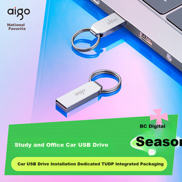 Флеш-накопичувач Aigo 128 ГБ USB 2.0 U268 компактний портативний металевий USB-накопичувач для офісу та комп'ютера - зображення 4