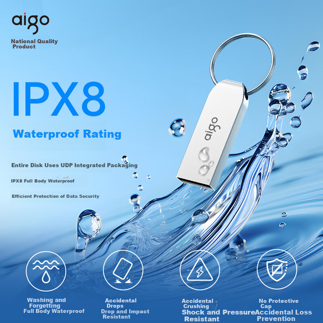 Флеш-накопичувач Aigo 128 ГБ USB 2.0 U268 компактний портативний металевий USB-накопичувач для офісу та комп'ютера - зображення 6