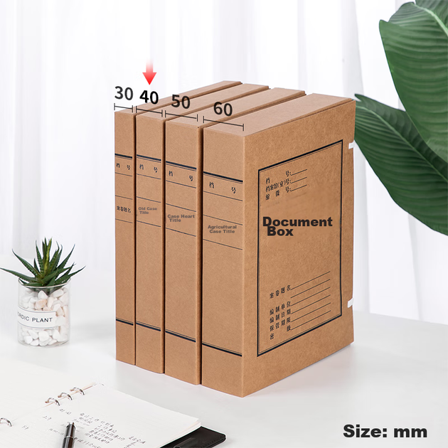 Коробки для документів з крафт-паперу Deli, 10 штук, 40 мм, чиста целюлоза, 337 г, потовщені коробки для зберігання фінансових записів, екзаменаційні матеріали 5924 - изображение 7