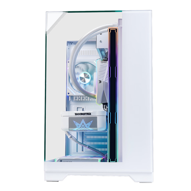 Корпус для настольного компьютера Wanjia Tianmu PLUS белого цвета, ATX, изогнутое закаленное стекло / 10 мест для вентиляторов / водяное охлаждение 360 мм / отсеки слева и справа / быстросъемная конструкция - изображение 4