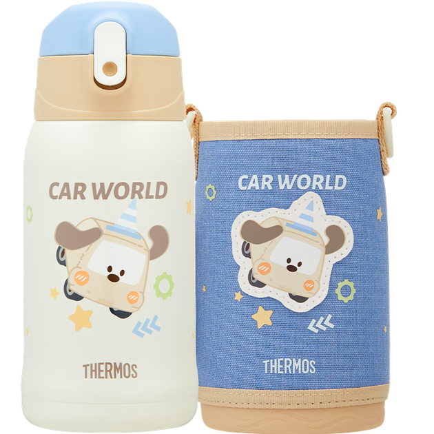 Термокружка THERMOS для детей младшего школьного возраста, бутылка для воды из нержавеющей стали 316L со сменной двойной крышкой, 550 мл, синяя. - изображение 4