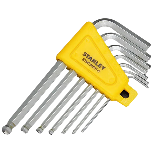 Набор шестигранных ключей STANLEY с коротким шаровым наконечником, метрический, 7 предметов, STMT94551-8-23 - Фото 4 Набор шестигранных ключей STANLEY с коротким шаровым наконечником, метрический, 7 предметов, STMT94551-8-23 - изображение 4