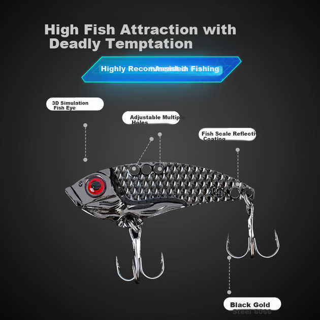 Штучна приманка Erciyuan Lure Fishing Spoon VIB Full Water Column Search для використання в прісній та солоній воді, 14 г - зображення 4