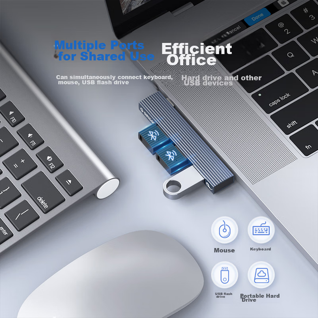 USB-концентратор ORICO, адаптер расширения Type-C, разветвитель-конвертер для подключения напрямую к компьютеру, подходит для ноутбуков MacBook, iPad и смартфонов. - изображение 6