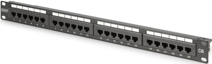 Патч-панель CAT 6 DIGITUS 24 порта 19" 1U оцинкованная сталь - Фото 1 Патч-панель CAT 6 DIGITUS 24 порта 19" 1U оцинкованная сталь - изображение 1