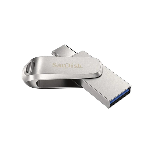 Накопитель SanDisk 128GB USB 3.1 Type-A + Type-C Dual Drive Luxe Серебристый - изображение 4