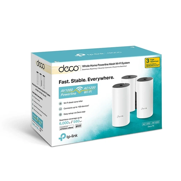 Система WiFi-Mesh TP-LINK Deco P9 AC1200, 2xGE LAN/WAN, 3 режима, Powerline AV1000 - изображение 2