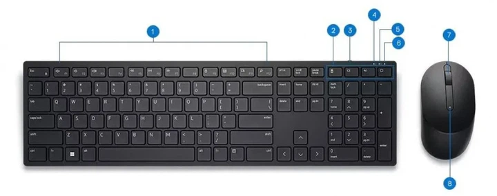 Комплект Dell беспроводная клавиатура и мышь мембранная черная - изображение 8