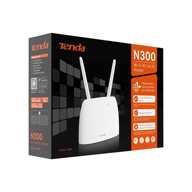 Маршрутизатор TENDA 4G06 N300, 4G/LTE, 1xFE LAN, 1xFE LAN/WAN, 1xRJ11, слот для SIM-карты - изображение 6