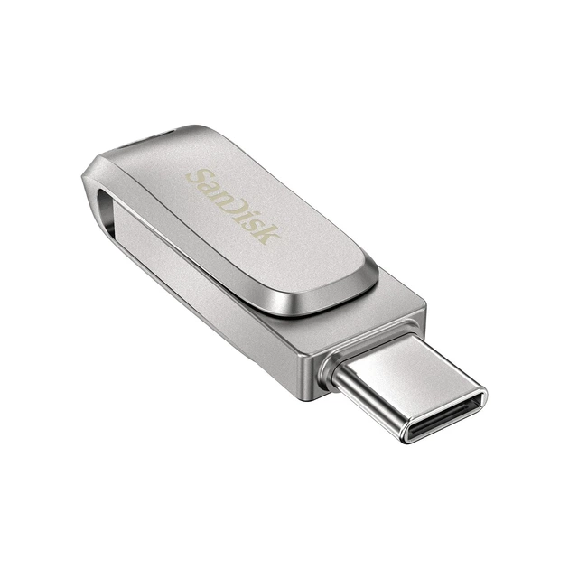 Накопитель SanDisk 64GB USB 3.1 Type-A + Type-C Dual Drive Luxe Серебристый - изображение 4