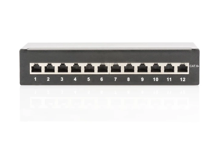 Патч-панель DIGITUS САТ 6A STP, настольная, 12 портов, собранная, черная. - Фото 2 Патч-панель DIGITUS САТ 6A STP, настольная, 12 портов, собранная, черная. - изображение 2