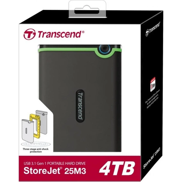 Портативний жорсткий диск Transcend 4TB USB 3.1 StoreJet 25M3 Сірий - зображення 8