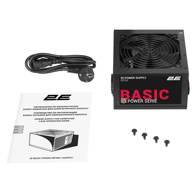 Блок питания 2E Basic Power (400W), >80%, 120мм, 1xMB 24pin(20+4), 1xCPU 8pin(4+4), 3xMolex, 4xSATA, 1xPCIe 8pin(6+2) - изображение 6
