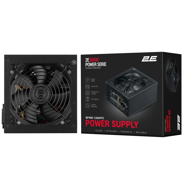 Блок питания 2E Basic Power (400W), >80%, 120мм, 1xMB 24pin(20+4), 1xCPU 8pin(4+4), 3xMolex, 4xSATA, 1xPCIe 8pin(6+2) - изображение 8