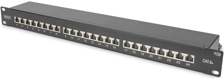 Патч-панель CAT 6A 24 порта сталь 1U 19" черная DN-91624S-EA - Фото 1 Патч-панель CAT 6A 24 порта сталь 1U 19" черная DN-91624S-EA - изображение 1