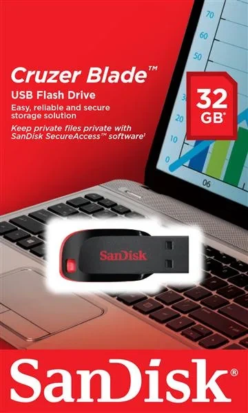 Накопитель SanDisk 32GB USB 2.0 Type-A Cruzer Blade Черный - изображение 7