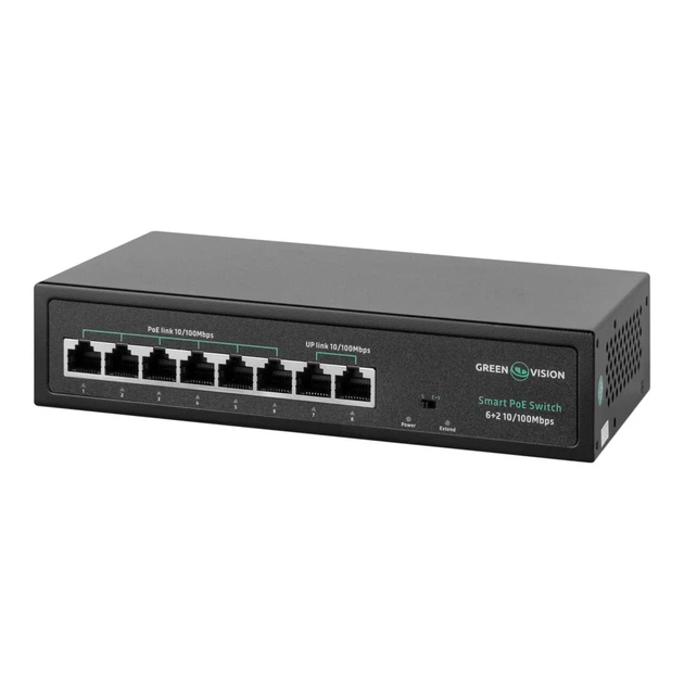 Коммутатор сетевой PoE GreenVision GV-015-D-06+2P для IP-камер - изображение 2