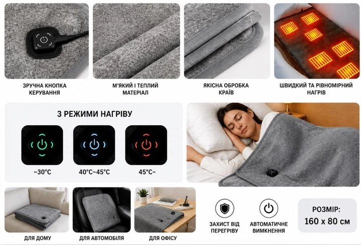 Електропростирадло з підігрівом від USB ковдра 160х80 см електричне простирадло на 3 режими та 6 зон нагріву 30–40°C, з повербаном 10000 mAh, електроковдра покривало ковдра для дому, дачі, кемпінгу та блекауту - Фото 5 Електропростирадло з підігрівом від USB ковдра 160х80 см електричне простирадло на 3 режими та 6 зон нагріву 30–40°C, з повербаном 10000 mAh, електроковдра покривало ковдра для дому, дачі, кемпінгу та блекауту - изображение 5