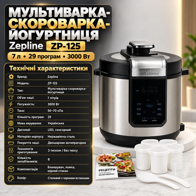 Многофункциональная мультиварка с LED-экраном: скороварка, пароварка, мультиповар с антипригарной чашей - изображение 6