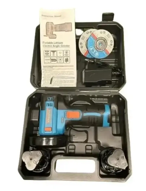 Аккумуляторная болгарка Krafftec PGA-24 бесщеточная 24 В 2 А·ч угловая шлифмашина 75 мм мини болгарка 18500–20000 об/мин УШМ с регулировкой скорости плавным пуском для резки шлифовки и зачистки в кейсе - изображение 3