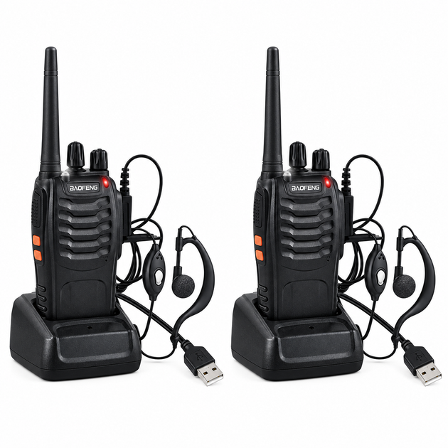 Рації Baofeng BF-888S комплект 2 шт з USB-заряджанням і гарнітурами - Фото 4 Рації Baofeng BF-888S комплект 2 шт з USB-заряджанням і гарнітурами - зображення 4