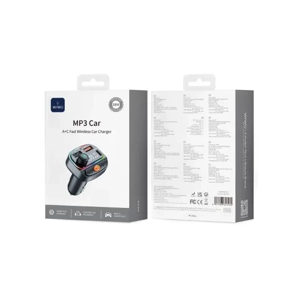 Авто зарядний пристрій з FM-модулятором WiWU Wi-QC031 MP3 Car Charger Чорний - зображення 2