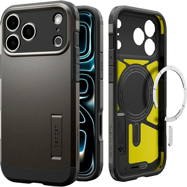 Etui plecki Spigen Tough Armor "T" MagSafe do Apple iPhone 18 Pro / 17 Pro Gun Metal (8800337253009) - obraz 4