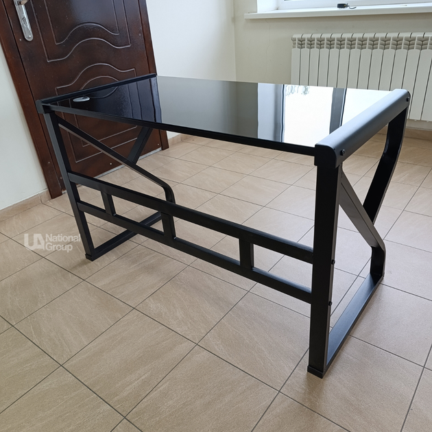 Компьютерный стол со стеклянной столешницей 119,5×60×74 см, письменный стеклянный игровой столик с кабельным отверстием и металлическим каркасом для работы, учебы, квартиры и кабинета Черный, MY-168-Black - изображение 5