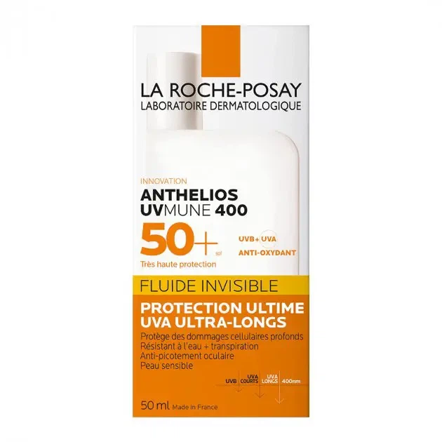 Легкий сонцезахисний флюїд для обличчя La Roche-Posay Anthelios UVmune 400 Invisible Fluid SPF 50+ для чутливої шкіри, 50 мл - Фото 2 Легкий сонцезахисний флюїд для обличчя La Roche-Posay Anthelios UVmune 400 Invisible Fluid SPF 50+ для чутливої шкіри, 50 мл - зображення 2