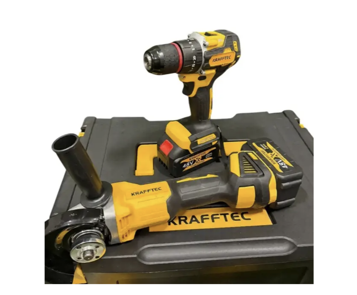 Набор аккумуляторных инструментов Krafftec Germany 6в1 48V 4 АКБ 6.0Ah шуруповерт перфоратор гайковерт болгарка циркулярная цепная пила в кейсе - изображение 8