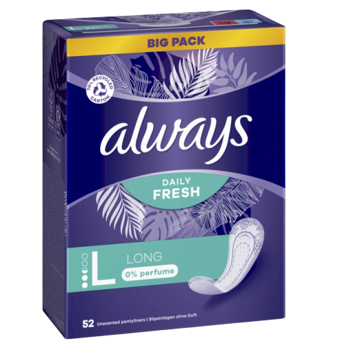 Ежедневные прокладки Always Daily Fresh Long без запаха, 52 шт - Фото 1 Ежедневные прокладки Always Daily Fresh Long без запаха, 52 шт - изображение 1