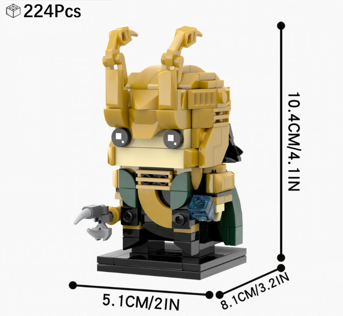 Конструктор MOOXI Brick Headz: Marvel Loki (224 детали) - Фото 2 Конструктор MOOXI Brick Headz: Marvel Loki (224 детали) - изображение 2