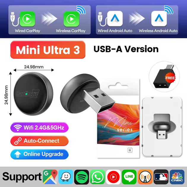 Беспроводной адаптер Carlinkit 2 в 1 - CarPlay и Android Auto (USB-A / Type-C) - изображение 4