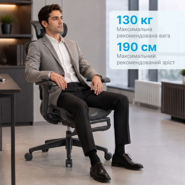 Кресло офисное OfficePro Onix OC975B Mesh эргономичное Black - изображение 18