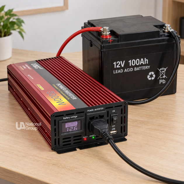 Перетворювач напруги інвертор 12В–220В UKC 5000W з дисплеєм, двома вентиляторами і USB, для резервного живлення дому й техніки від АКБ 12В, реальна номінальна потужність 3000Вт, пікова 6000Вт, AR-5000M - зображення 6