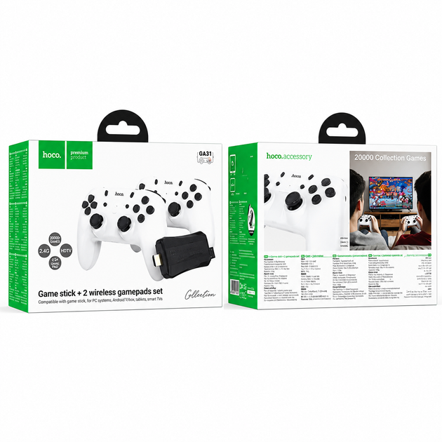 Ігрова приставка + 2 джойстики HOCO GA31 Collection game box+two wireless gamepads set, 2.4G, HDTV, white - Фото 5 Ігрова приставка + 2 джойстики HOCO GA31 Collection game box+two wireless gamepads set, 2.4G, HDTV, white - зображення 5