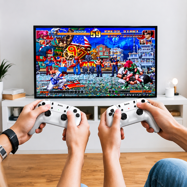 Ігрова приставка + 2 джойстики HOCO GA31 Collection game box+two wireless gamepads set, 2.4G, HDTV, white - Фото 6 Ігрова приставка + 2 джойстики HOCO GA31 Collection game box+two wireless gamepads set, 2.4G, HDTV, white - зображення 6